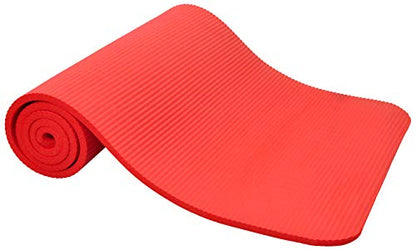 Fitvids All Purpose 1/2-Inch Extra Thick High Density Anti-Tear Exercise Yoga Mat and Knee Pad with Carrying Strap, Multiple Colors - color: Red