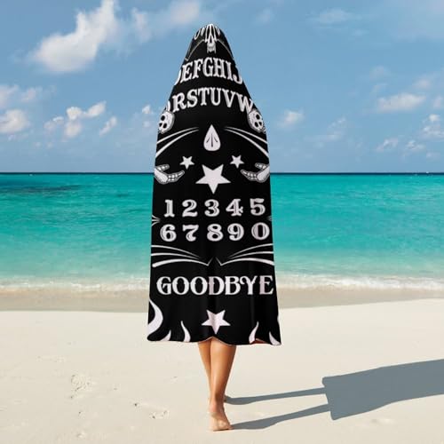 Skull Skeleton Witch Board Tarot Black Art Large Size Comfortable Hooded Blanket, Warm Blanket 50"x60" - color: Skull Skeleton Witch Board Tarot Black Art, size: 50"x60"