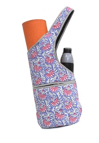 INDIAN CRAFT CASTLE Yoga Mat Bag | Tote Mat Bag | Sling Yoga Tote w/Large Side Pocket & Zipper Pocket | Yoga Mat Carrier Fits Most Size Mats - color: Purple