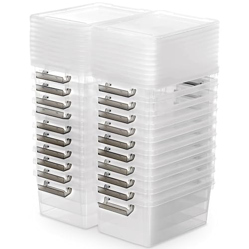 Citylife 1.3 QT 20 Packs Small Storage Bins Plastic Storage Container Stackable Box with Lids for Organizing, Clear White - color: Clear White, size: 1.3 QT(20 Pack)