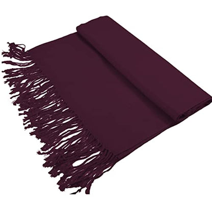 Glory Max Women Large Soft Silky Pashmina Shawl Wrap Scarf in Plain Solid Colors - color: Burgundy