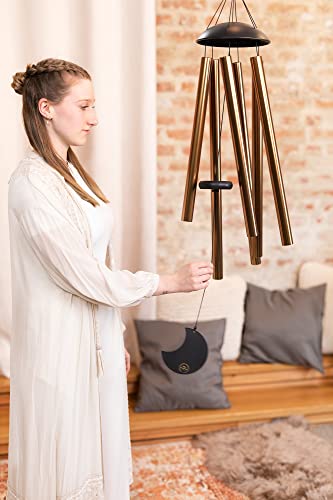 Moon Meditation Chimes for Relaxing Sound Healing, 2-YEAR WARRANTY - color: Bronze, size: Large, style: Set