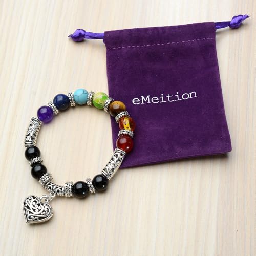7 chakra bracelet natural beads yoga meditation religion healing balance stone beaded bracelet for women heart pendant