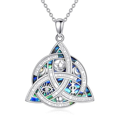 Witch Knot/Trinity/Triple Moon Necklace S925 Sterling Silver Protection Jewelry Gifts for Women - style: nudo de bruja