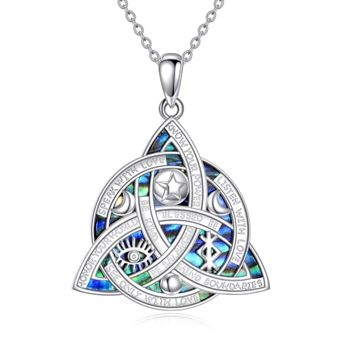 Witch Knot/Trinity/Triple Moon Necklace S925 Sterling Silver Protection Jewelry Gifts for Women - style: nudo de bruja