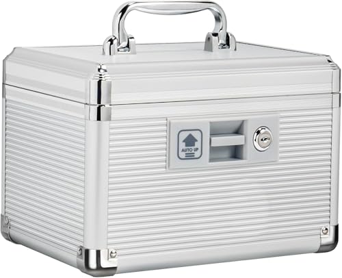 Medicine Lock Box with Key, Alluminum Alloy Box for Medication,First Aid Box with a Removeable Tray to Store Medicines & Pills for Home&Travel,Silver 10 * 6.89 * 6.89 Inch - color: Silver, size: Small-10inch