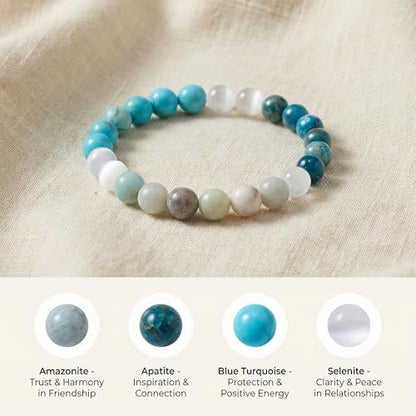 Bivei Protection Bracelet, Strength Crystal Healing Bracelet 8MM - Spiritual Stretch Beaded Jewelry for Women Men Gift - color: Best Friend