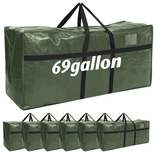4 Pack 69 Gallon Extra Large Moving Bags XXL Heavy Duty Storage Bag with Strong Zipper Handle Jumbo Big Tote Box Foldable for College Dorm Travel Clothes Duffle Blanket Pillow(Army Green) - color: Army Green, size: 69 Gallon