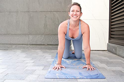 Shakti Warrior Suede yoga mat - Premium Printed Natural Eco-friendly Non-Slip Mat Great for Hot Yoga, Pilates, Workouts (72 inch x 24 inch x 3mm thick)