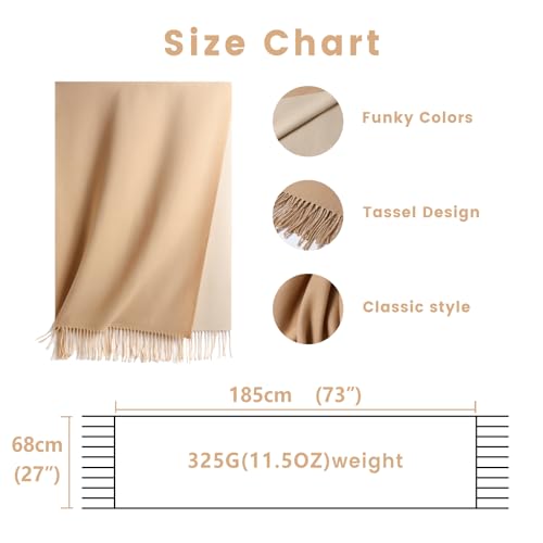 maamgic Womens Scarf Large Pashmina Shawls and Wraps Light Blanket Scarf for Evening Dress Warm Daily Travel Office - color: Apricot and Beige
