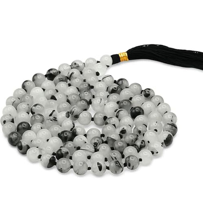 Amazing Gemstone Black Rutilated Quartz Mala Knotted - color: Black Rutilated Quartz, style: Knotted