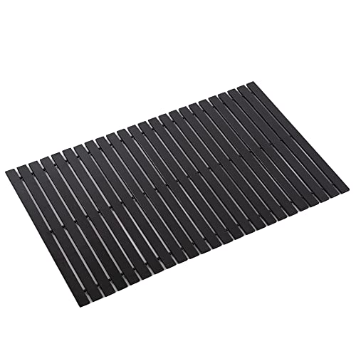 Bath Mat Bathroom Rugs Floor Wood Shower Bathtub Waterproof Non Slip Accessories 16x24 Inch Easy to Clean, Black, 1 pc - color: Striped Black, size: 16x 24 Inch-1 pc