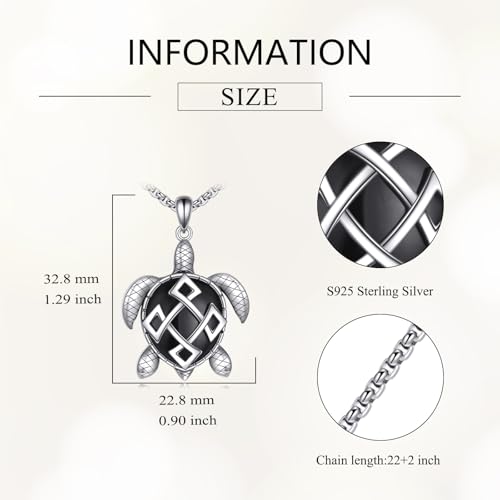 Animal Necklace 925 Sterling Silver Pendant Jewelry Gift for Women Animal Lover - style: Turtle