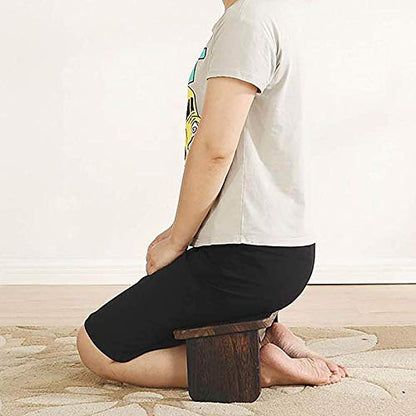 Solid Wood Folding Meditation Bench, Meditation Bench with One Kneeling Seat on The Floor for Deep Meditation, Folding Yoga Stool
