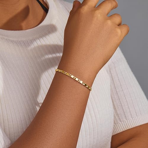 3mm Diamond Classic Tennis Bracelet for Women Dainty, Gold Jesus Cross Bracelets Trendy, 14K Gold Plated Heart/Evil Eye/Pearl/Starfish & Seashell Charm Bracelets for Women Bulk - style: Mirror-Gold