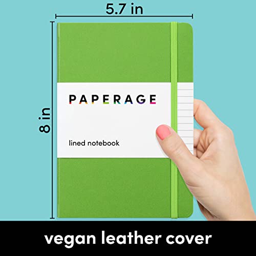 PAPERAGE Lined Journal Notebook, (Lime Green), 160 Pages, Medium 5.6 in x 8 in - 100 GSM Thick Paper – Hardcover Journaling Notebook for Work, School & Note Taking - color: Lime Green, style: A. Lined