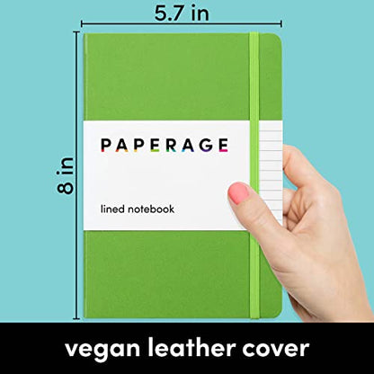 PAPERAGE Lined Journal Notebook, (Lime Green), 160 Pages, Medium 5.6 in x 8 in - 100 GSM Thick Paper – Hardcover Journaling Notebook for Work, School & Note Taking - color: Lime Green, style: A. Lined