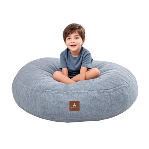 Wonder Space Bean Bag Chair – Soft Foam Filling | Removeable & Washable Cover | Ultra-Soft Plush Fabric - Minimalist Floor Cushion for Kids & Adults, Gaming, Reading and Relaxing, Grey - color: Grey, size: 39.4 x 39.4 x 9.8 inches