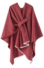 Women's Shawls Wrap Poncho Soft Capes Open Front Cardigan Large Blanket Wraps Shawl Knitted Cloak Cardigan Warm - color: New-winered