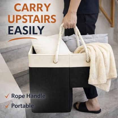 Stair basket,Foldable staircase baskets,Step stairs storage baskets with handle,1pcs black - color: black