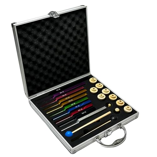 10-Piece Complete Solfeggio Tuning Fork Set with Case - 174Hz-963Hz & 432Hz - Professional Healing Kit with Mallets, Wooden & Metal Bases for Therapy, Meditation, Yoga - size: Solfeggio 10 set Multicolour