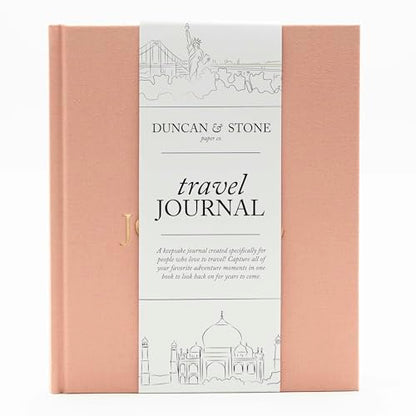 DUNCAN & STONE PAPER CO. Travel Journals - Elegant Journaling Notebook To Record All Your Travel Adventures Up To 15 Trips (Rose,110 Page) - color: Rose