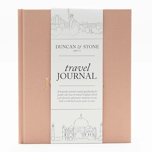 DUNCAN & STONE PAPER CO. Travel Journals - Elegant Journaling Notebook To Record All Your Travel Adventures Up To 15 Trips (Rose,110 Page) - color: Rose