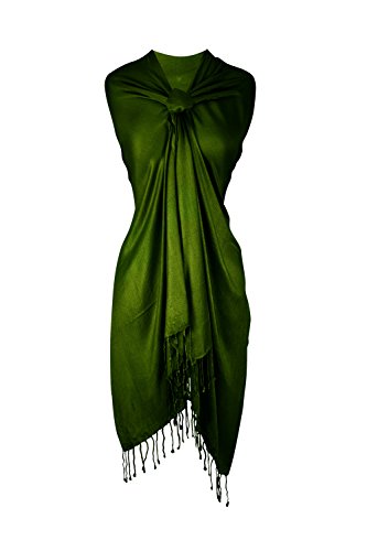 Peach Couture Women’s Pashmina Shawl Wrap – Warm Long Large Scarf for Evening Dress, Bridesmaid, Wedding & Bridal Wear - color: Forest Green