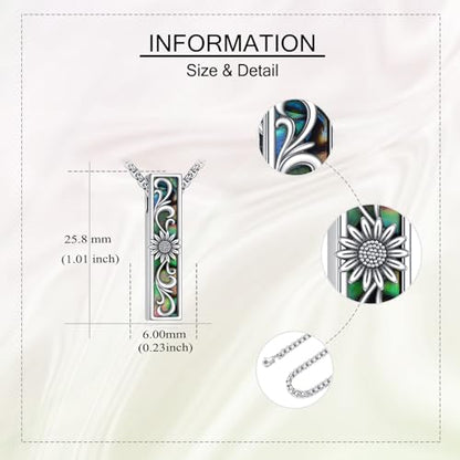 Cremation Urn Necklaces for Ashes Sterling Silver 3D Vertical Bar Memorial Pendant for Loved Ones Keepsake Cremation Jewelry Gifts for Women Men - style: Sunflower