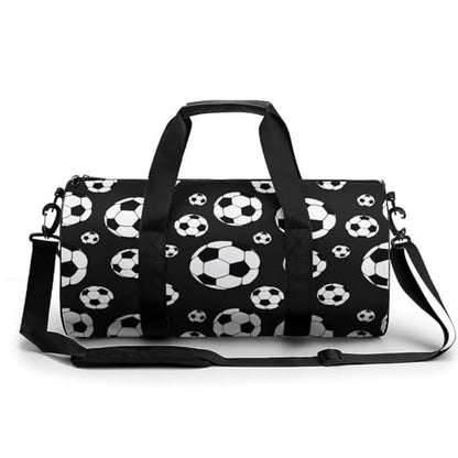 Soccer Balls Football Cylindrical Portable Fitness Bag, Large Capacity Handbag - color: soccer balls football