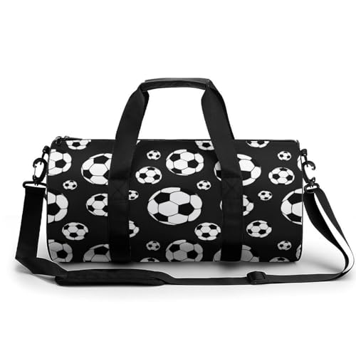 Soccer Balls Football Cylindrical Portable Fitness Bag, Large Capacity Handbag - color: soccer balls football
