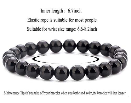 Men Women 8mm Natural Stone Lava Rock Diffuser Bracelet Elastic Yoga Agate Beads Bracelet Bangle - color: Set 4