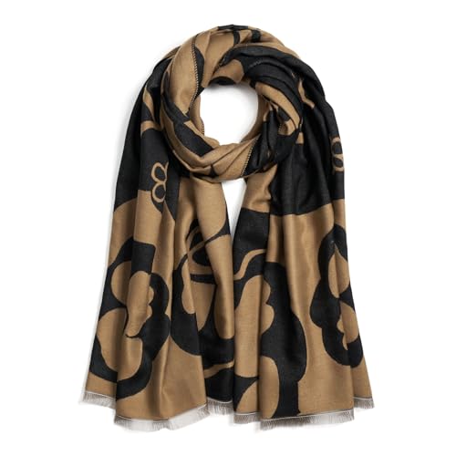 QIUTIMIY Pashmina Shawl Wraps for Womens Winter Scarf Reversible Pattern Designer Ladies Shawls and Wraps for Evening Dresses - color: Flower6-brown