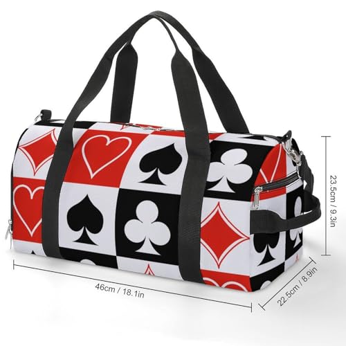 Suits Hearts Diamonds Clubs Spades Grid Poker Playing Cards Large Capacity Portable Fitness Bag, Easy to Carry - color: suits hearts diamonds clubs spades Grid Poker