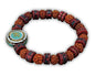 Hands Of Tibet Tibetan Mala Embedded Medicine Wrist Mala for Meditation Handmade Draw String Silk Pouch (Om Charm)