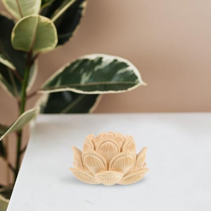 BESTonZON Carved Multi-Layer Lotus Statue Small Wood Lotus Sculpture Tabletop Decorative Figurine for Home Décor and Zen Centerpiece