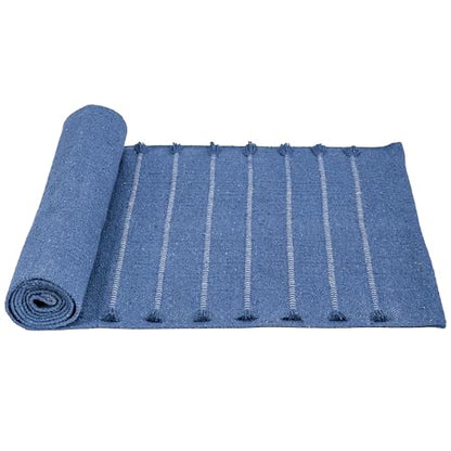 Sivi Herbal Organic Cotton Yoga Mat - Eco-Friendly Hand-Woven Non-Slip Rug - Thick & Comfortable (24”x72”x5mm) for Home Fitness & Yoga - color: Indigo Moon