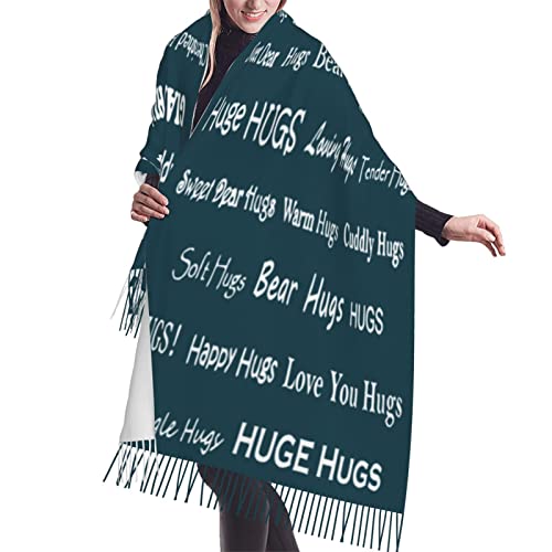 Hugs Shawl Gift For Friends And Family With Inspirational Messages Pashmina Positive Energy,Compassion,Serenity Wraps - color: K1k01