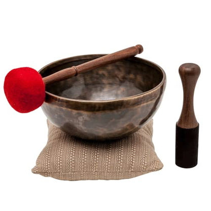 Large Tibetan Singing Bowl Set by Ohm Store — Saturn Pure Bronze Meditation Sound Bowl 9 Inches, 2 Mallets and a Cushion — Handcrafted Nepali Sound Bath Instrument (Saturn) - color: Saturn