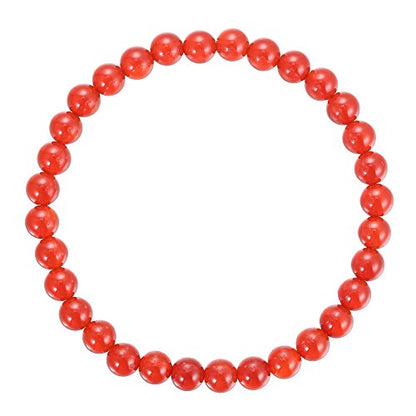 BRCbeads Gemstone Bracelets Natural Gemstone Birthstone Handmade Healing Power Crystal Beads Elastic Stretch 7.5 Inch Gift Box Unisex - color: Red Jade