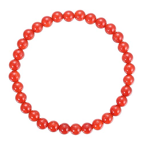 BRCbeads Gemstone Bracelets Natural Gemstone Birthstone Handmade Healing Power Crystal Beads Elastic Stretch 7.5 Inch Gift Box Unisex - color: Red Jade