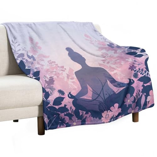 Meditation Yoga Throw Blanket, Soft Cozy Warm Abstract Floral Botanical Flannel Blankets for Sofa Couch Bed, 40x50 Inch - color: Meditation Yoga, size: 40"x50"