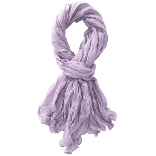 Summer Cotton Blend Crinkle Vintage Soft Scarf Fashion Solid Scarf Wrap Shawl - color: Lavender