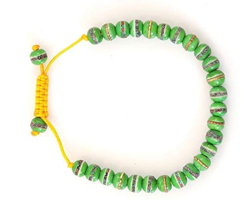 Handmade Tibetan Medicine Wrist Mala Bracelet – Buddhist Meditation Prayer Beads Healing Mala - style: green medicine
