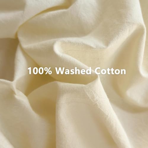 100% Washed Cotton Weighted Blanket Cover, Linen Feel Duvet Cover for Weighted Blanket 40"x60", Plain Simple Cotton Heavy Blanket Duvet Cover (Cream White, 40"x60") - color: Cream White (No Blanket), size: 40"x60"