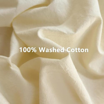 100% Washed Cotton Weighted Blanket Cover, Linen Feel Duvet Cover for Weighted Blanket 88"x104", Plain Simple Cotton Heavy Blanket Duvet Cover (Cream White, 88"x104") - color: Cream White (No Blanket), size: 88"x104"