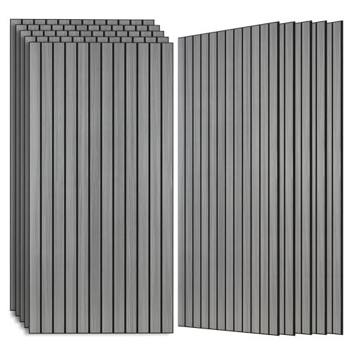 Wood Veneer Sound Panels, 10 Pack 47.2”x23.6” Wall Panels, Decorative Acoustic Panels for Walls, for Office,Home Theater,Studio,Living Room, Gray Oak(Mitred) - color: Mitred Gray Oak, size: 10 PACK