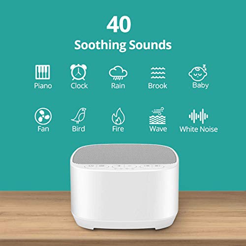 Magicteam Sleep Sound White Noise Machine with 40 Natural Soothing Sounds and Memory Function 32 Levels of Volume Powered by AC or USB and Sleep Timer Sound Therapy for Baby Kids Adults (B-White) - color: B-white