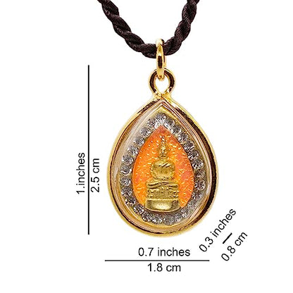 Artschatz Weekday Birthday Buddha Golden Colorful Thai Pendant, Amulet, Necklace, Charm, Sunday, Monday, Tuesday, Wednesday, Thursday, Friday, Saturday - style: Thursday - Phra Samathi “Meditation”