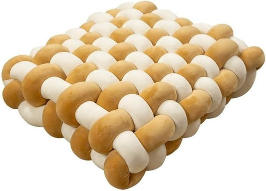 Hand-Knitted Meditation Floor Pillow Square Knot Cushion Sitting Yoga Soft Velvet Plush Floor Seating Bohemian Tatami Seat Pad Living Room Bedroom Handwoven Throw Accent(C,40x40x12cm) - color: C, size: 40x40x12cm